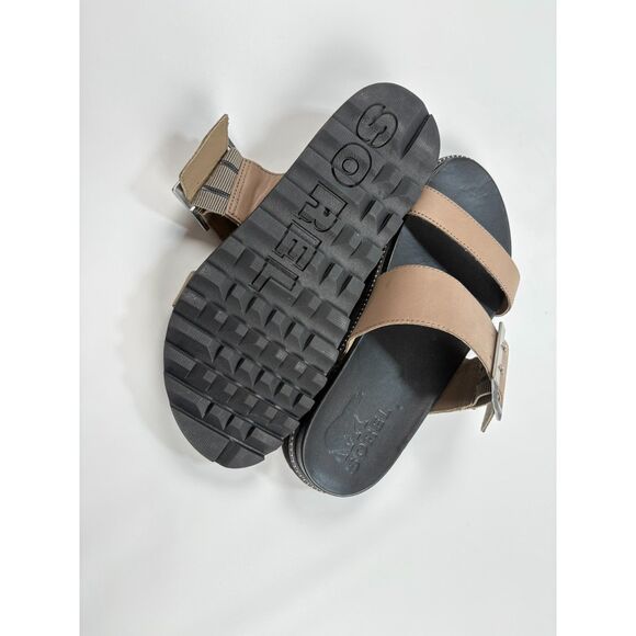 Sorel Women’s Sandals Size 6 | Tan Leather Double Strap Slide with Buckle - Picture 3 of 4